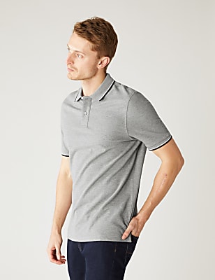 Pure Cotton Pique Tipped Polo Shirt