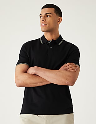 Pure Cotton Pique Tipped Polo Shirt