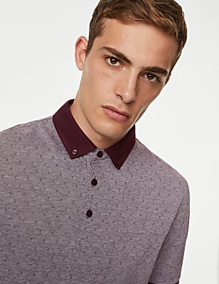 Pure Cotton Jacquard Polo Shirt