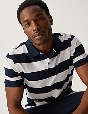 Pure Cotton Striped Polo Shirt