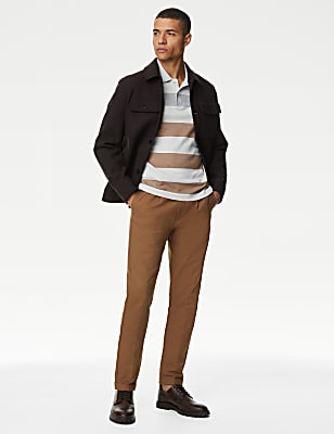 Pure Cotton Double Knit Striped Polo Shirt