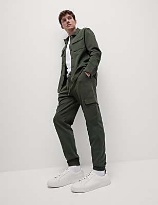 Cotton Rich Textured Cargo Joggers