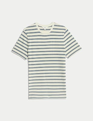 Cotton Rich Striped Textured T-Shirt