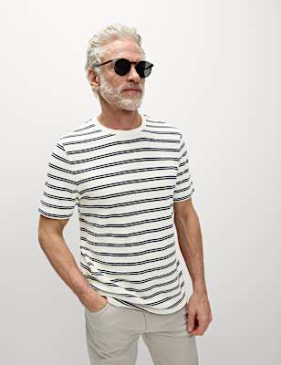 Cotton Rich Striped Textured T-Shirt
