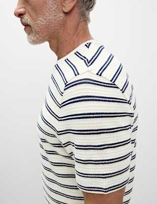 Cotton Rich Striped Textured T-Shirt