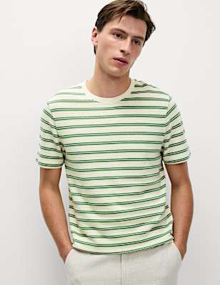 Cotton Rich Striped Textured T-Shirt