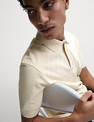 Pure Cotton Textured Pique Polo Shirt