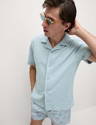 Cotton Rich Seersucker Polo Shirt