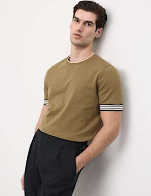 Pure Cotton Banded Cuff Popcorn T-shirt