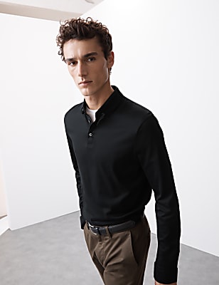 Pure Supima&reg; Cotton Long Sleeve Polo Shirt