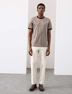 Pure Cotton Geometric Jacquard T shirt