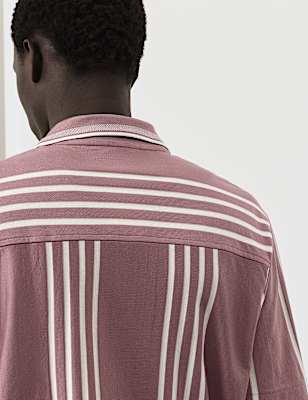 Pure Cotton Textured Revere Polo Shirt