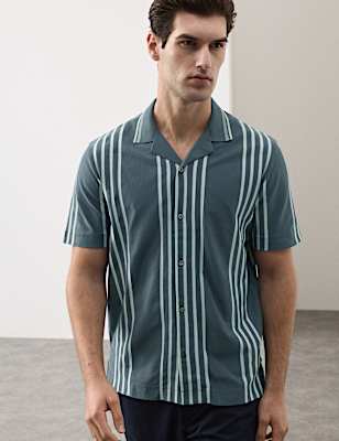 Pure Cotton Textured Revere Polo Shirt