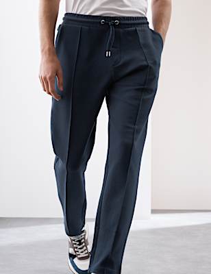 Cotton Rich Pintuck Straight Leg Joggers