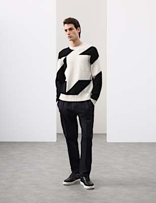 Cotton Rich Pintuck Straight Leg Joggers