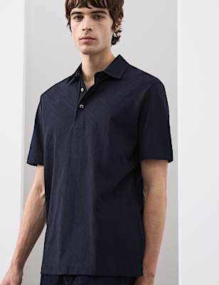 Pure Cotton Textured Polo Shirt