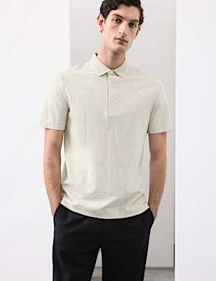 Pure Cotton Textured Polo Shirt