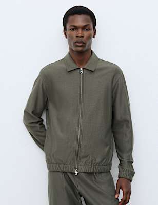Pure Cotton Twill Zip Through Overshirt