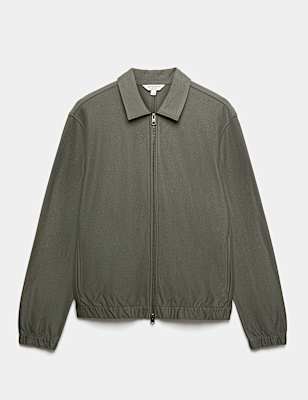Pure Cotton Twill Zip Through Overshirt