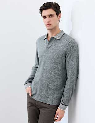Cotton Rich Long Sleeve Polo Shirt