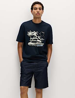 Cotton Rich Hawaii Graphic Crew Neck T-Shirt
