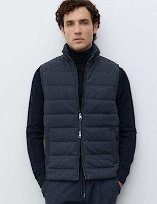 Padded Hybrid Zip Up Gilet with Wool