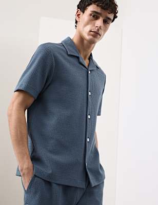 Regular Fit Cotton Blend Textured Shirt