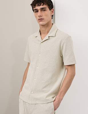Regular Fit Cotton Blend Textured Shirt