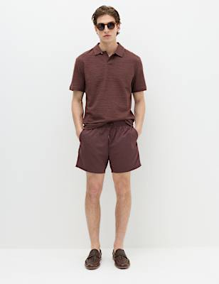 Cotton Rich Notch Neck Boucle Polo Shirt