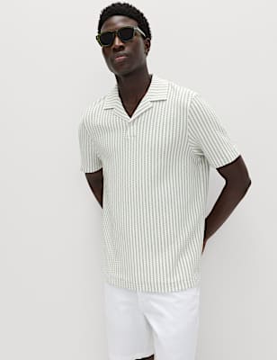 Cotton Rich Jersey Geometric Polo Shirt