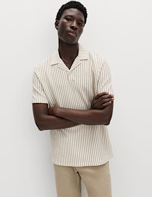 Cotton Rich Jersey Geometric Polo Shirt