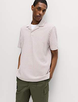 Cotton Rich Jersey Geometric Polo Shirt