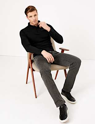 Premium Cotton Long Sleeve Polo Shirt