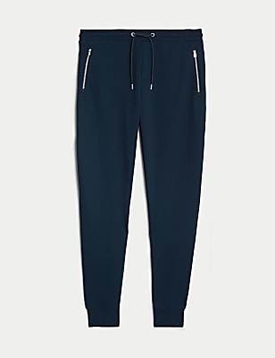 Cuffed Cotton Blend Zip Pocket Joggers
