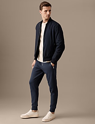 Cuffed Cotton Blend Zip Pocket Joggers