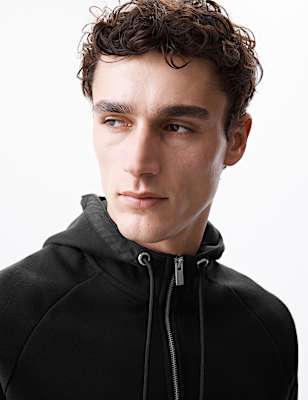 Cotton Blend Half Zip Hoodie