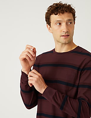 Pure Cotton Striped Long Sleeve T-Shirt