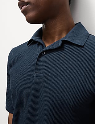 Pure Cotton Textured Polo Shirt