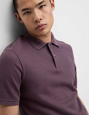 Pure Cotton Textured Polo Shirt