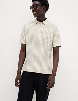 Pure Cotton Houndstooth Polo Shirt