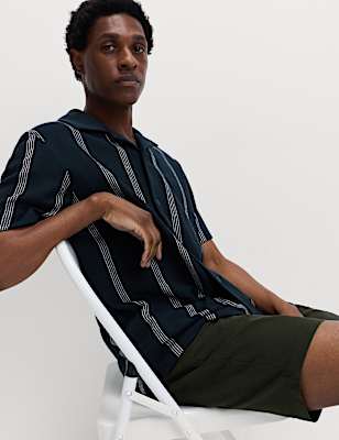 Pure Cotton Striped Revere Polo Shirt