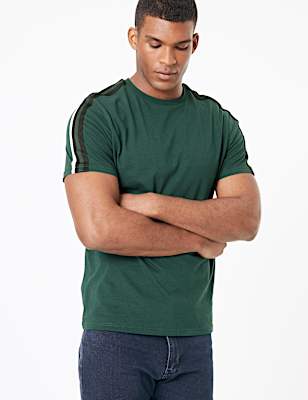 Pure Cotton Shoulder Stripe T-Shirt