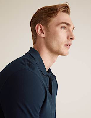 Pure Cotton Long Sleeve Polo Shirt