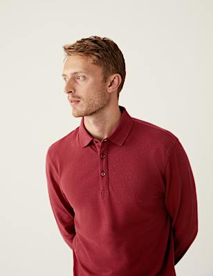 Pure Cotton Long Sleeve Polo Shirt