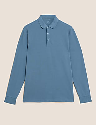 Pure Cotton Long Sleeve Polo Shirt