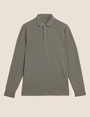 Pure Cotton Long Sleeve Polo Shirt