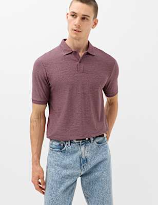 Cotton Rich Striped Short Sleeve Polo Shirt