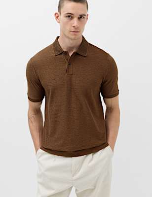 Cotton Rich Striped Short Sleeve Polo Shirt