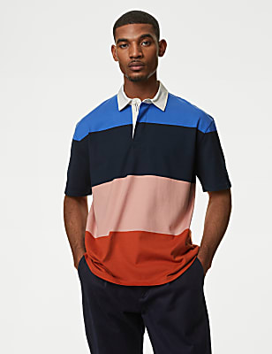 Oversized Pure Cotton Short Sleeve Rugby Shirt