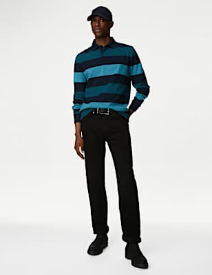 Regular Fit Pure Cotton Stripes Polo Collar Tshirt